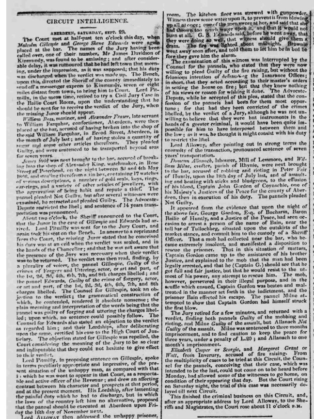 1827 Caledonian Mercury Duncan Allanach