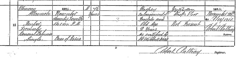 Death Certificate Duncan Allanach