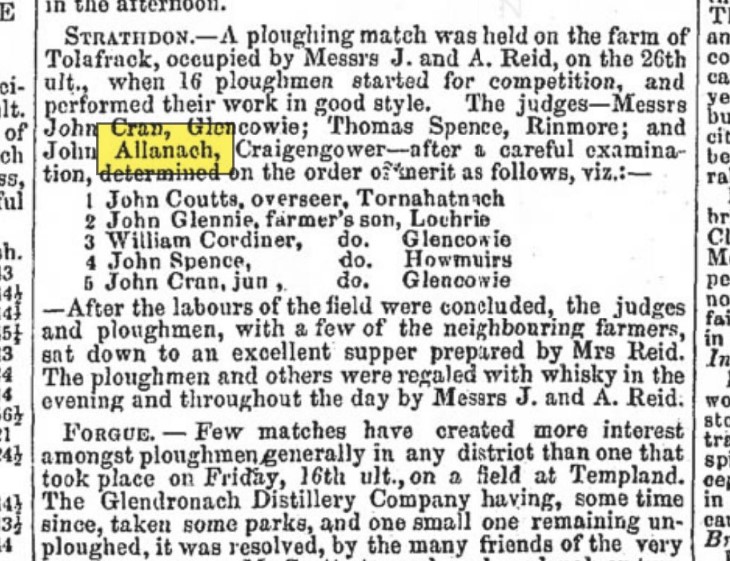 John Allanach Plough Comp Judge Aberdeen Journal March 14 1849