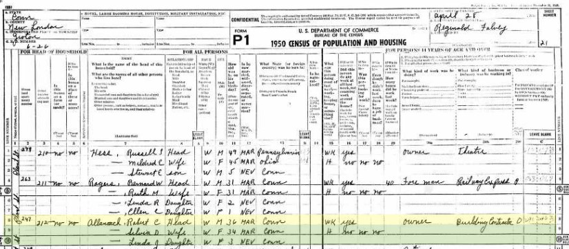 Robert Chapman Allanach Census 1950