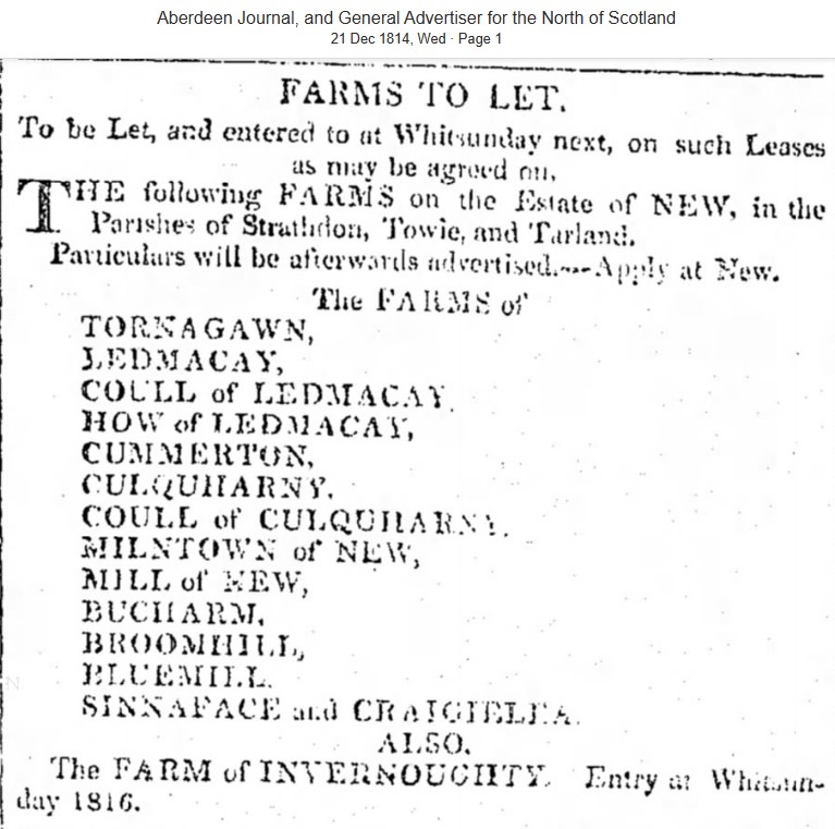 1814 21 Dec Farms to be let - Ledmacoy