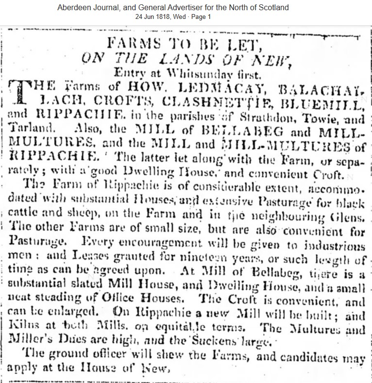 1818 24 June Farms to be let - Ledmacoy